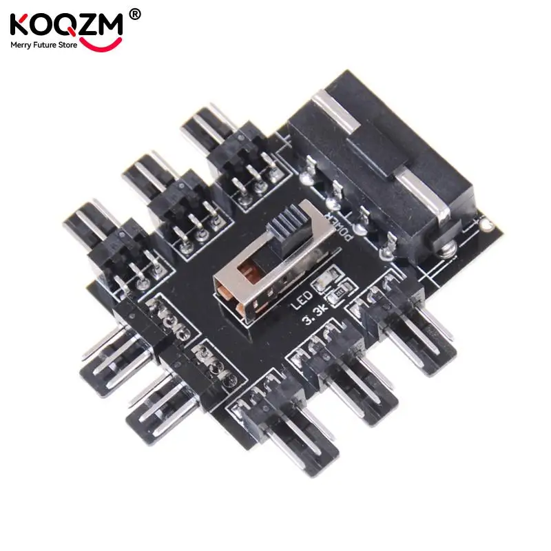 IDE Molex 1 To 8 Multi Way Splitter Cooler Cooling Fan Hub 3pin 12V Power Socket PCB Adapter 2 Level Speed Control PC Computer