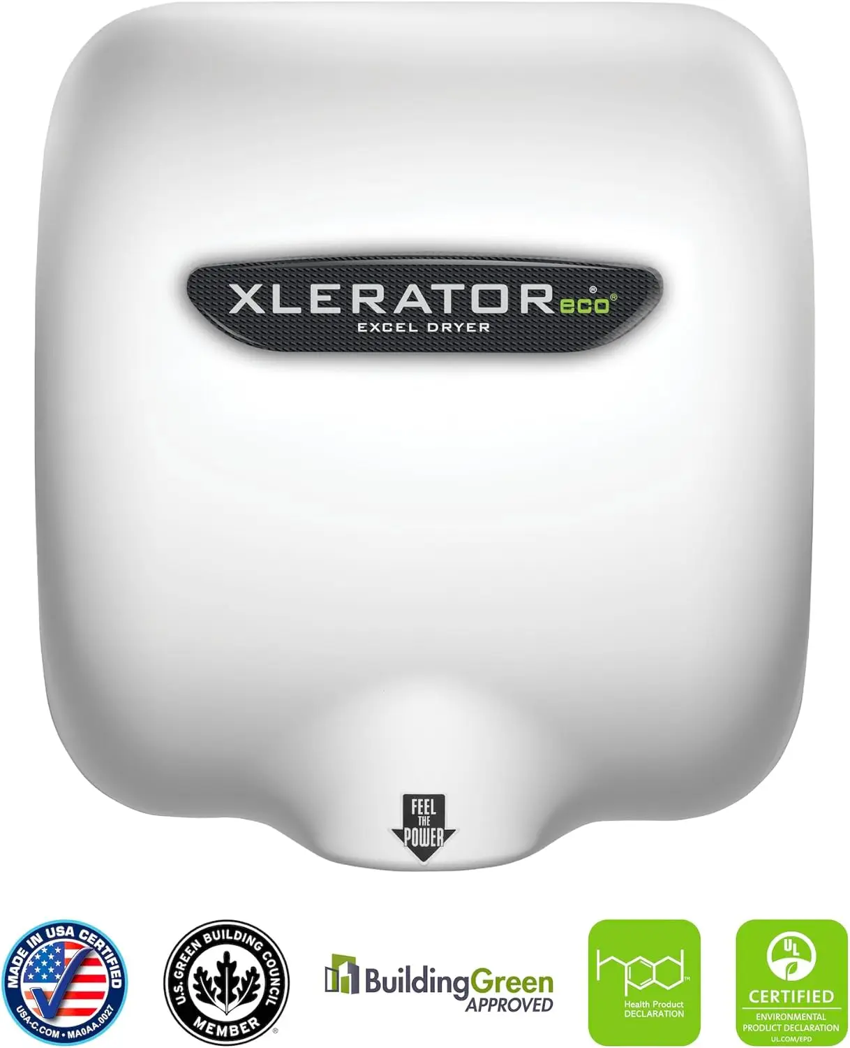 Droger Xleratoreco XL-BW-ECO Handdroger, Geen Warmte, Witte Thermohardende Hars (Bmc) Deksel, Automatische Sensor, Oppervlak Gemonteerd, Lee