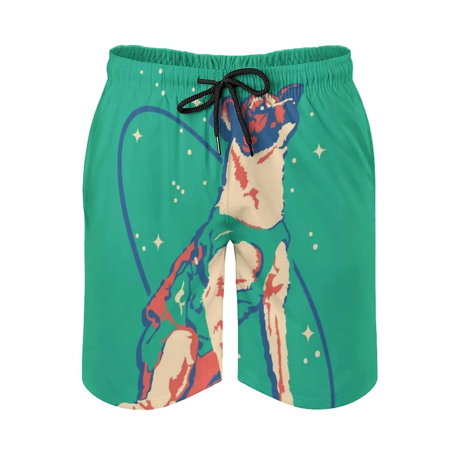 

Laika Space Dog Illustration Vector Russian Propaganda Pup Men's Swim Trunks Quick Dry Volley Beach Shorts With Pockets For