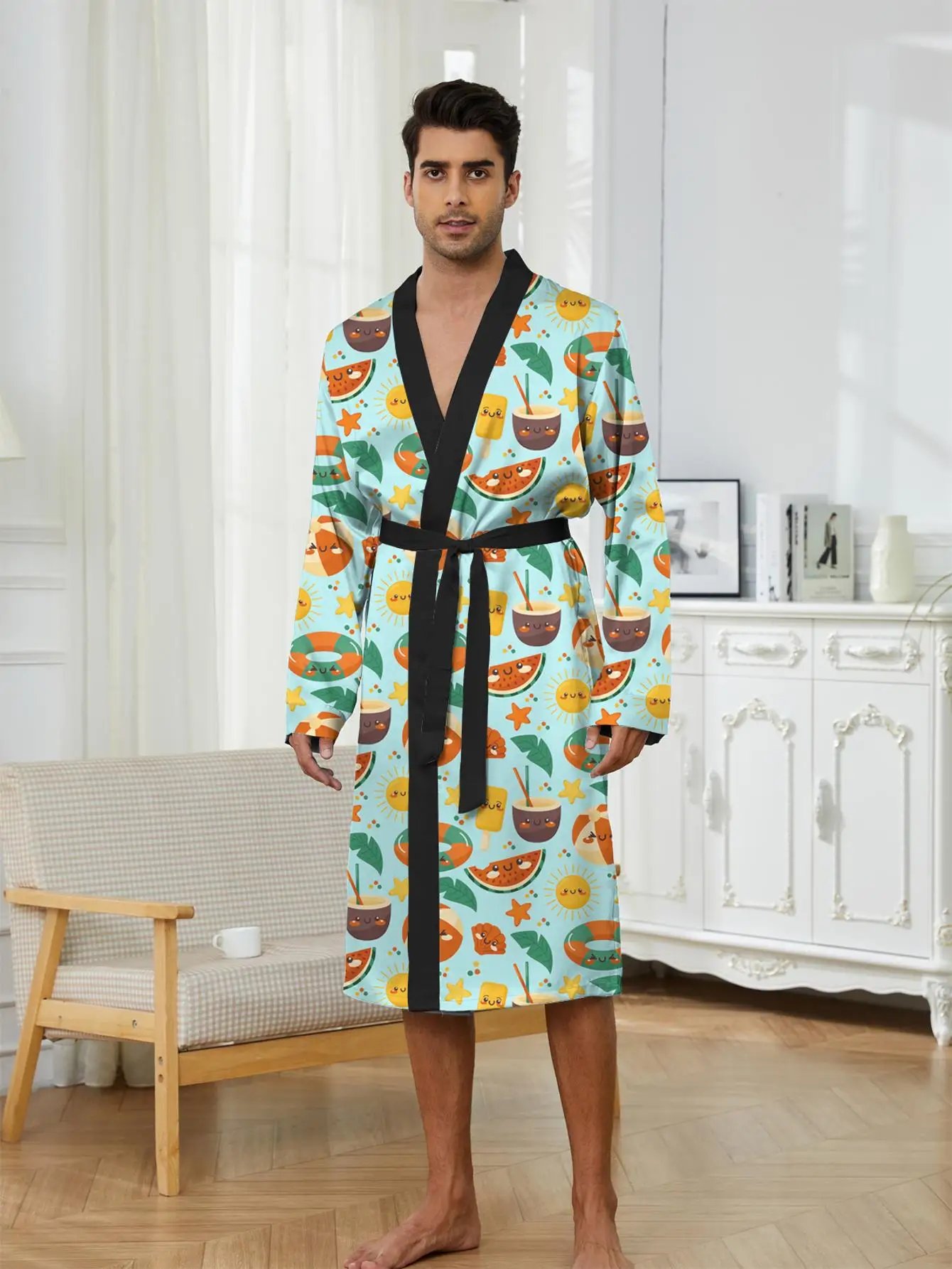 1pcs Men's Robes 2026 Spring/Summer 3D Printed Graphic sleepwear Funny pajamas Shower robe Robes bath robe Breathable