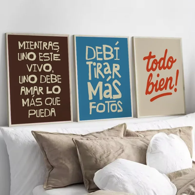 Colorful Abstract Spanish Life Motivational Quotes Typography Poster Canvas Painting Wall Art Pictures Home Bedroom Decor