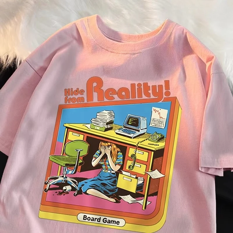 

Hide From Reality Настольная игра с принтом Модные футболки Женские летние повседневные футболки из чистого хлопка Пара Осенне-зимняя внутренняя одежда