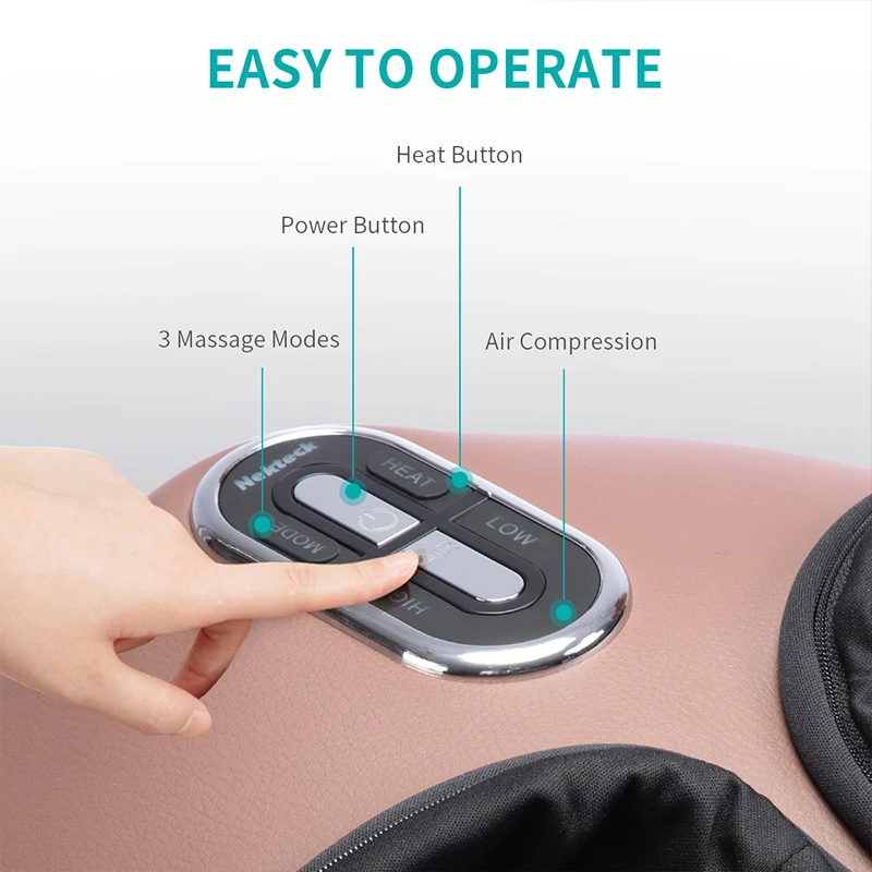 Nekteck Foot Massager Heating Therapy Compression Shiatsu Knead Roller Muscle Relax Pain Relief Electric Foot Massage Machine