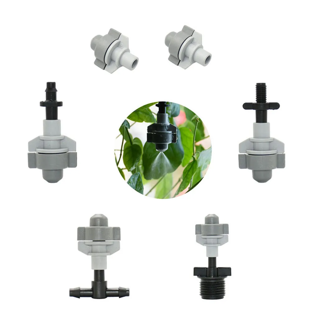 

Grey Misting Nozzle Watering Sprayer Atomizing Sprinkler Garden Irrigation System Nozzle With 1/4" Tee Barb Thread Connector