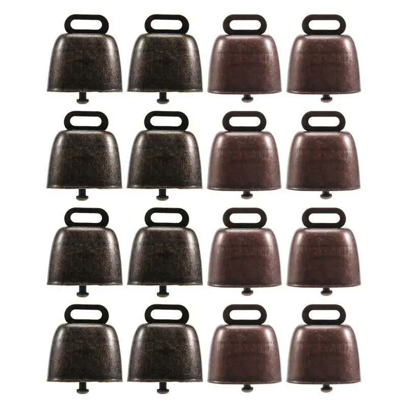 XSXS-16PCS Cow Horse Sheep Grazing Copper Bells Small Brass Bells Cattle Goat Farm Loud Bell Long Distance Horse Iron Bells
