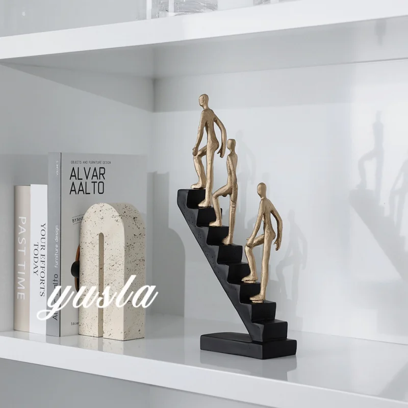 New home light luxury living room TV cabinet, resin sideboard, figure sculpture ornaments, soft decorations for office