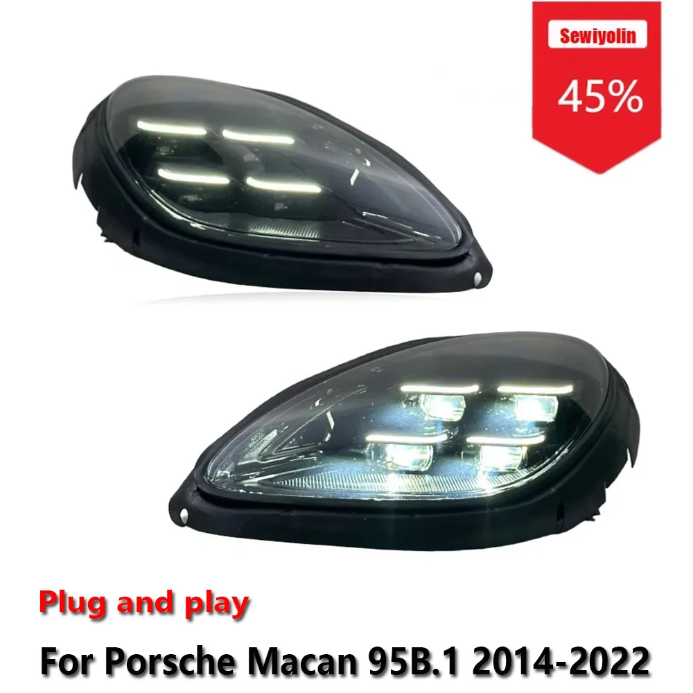 

Sewiyolin Car LED Headlight Assemblies For Porsche Macan 958B.1 2014-2022 Fog DRL Brake Turn Signal Lamp Plug and Play