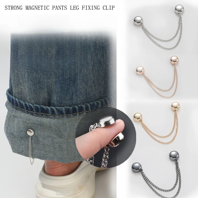 

2 шт. магнитная лента для подол для брюк без шитья, регулируемая длина нижней части, коротник, сильная магнитная присоска, невидимая фиксация
