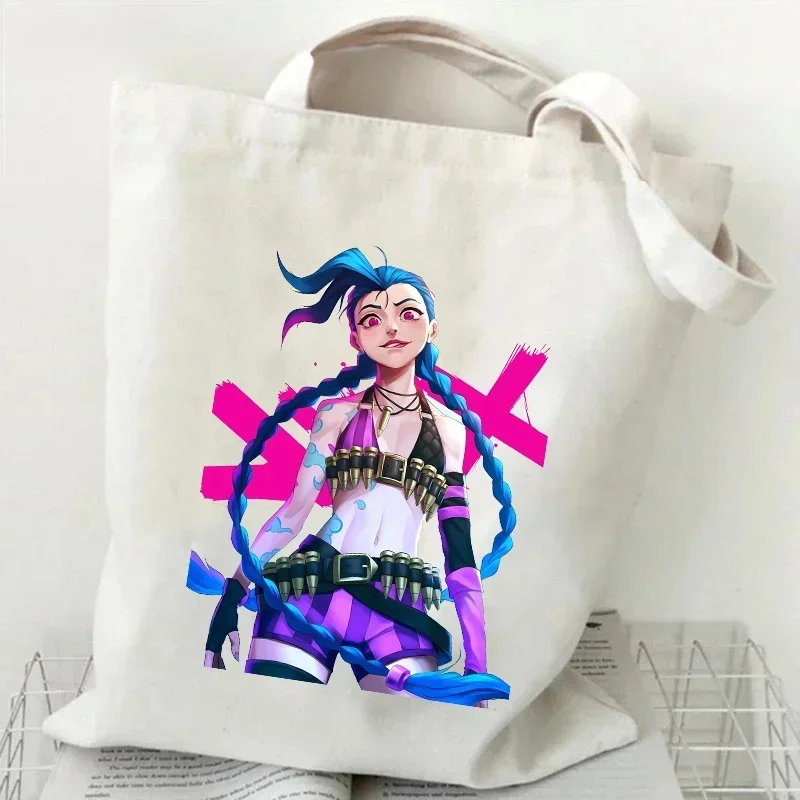 Canvas Y2k Bags Women Shoulder Bag Folding Eco-Friendly Cotton Tote Cute Cartoon Shopping Handbag Kids Anime Birthday Gift