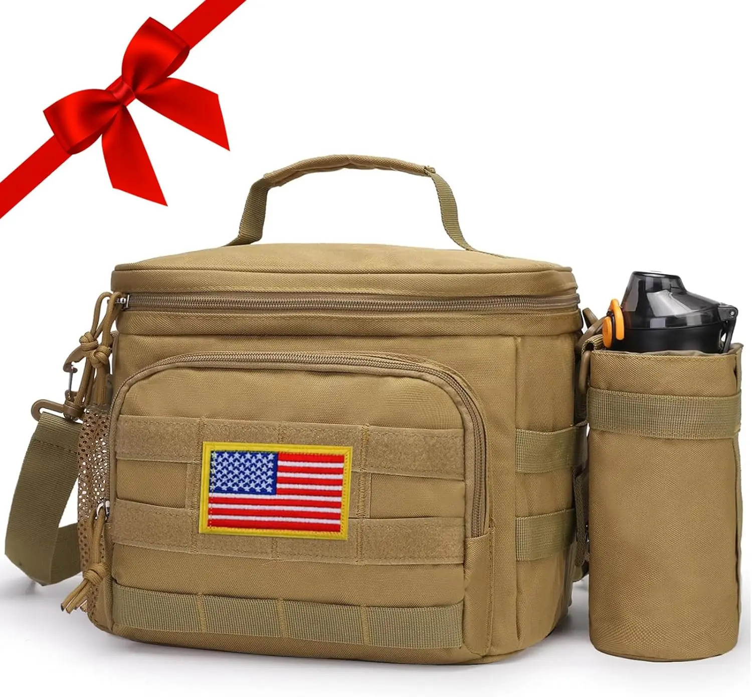 

Tactical Lunch Box for Men, Insulated Lunch Bag MOLLE Webbing Leakproof, Cooler Large Lunchbox Women Adult with Adjustab