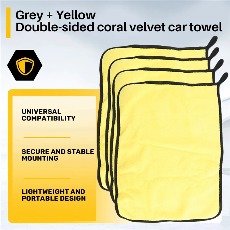

A96E-4 упаковки, ультратолстое плюшевое полотенце из микрофибры премиум-класса, профессиональная двухслойная супертолстая салфетка из микрофибры для чистки автомобиля
