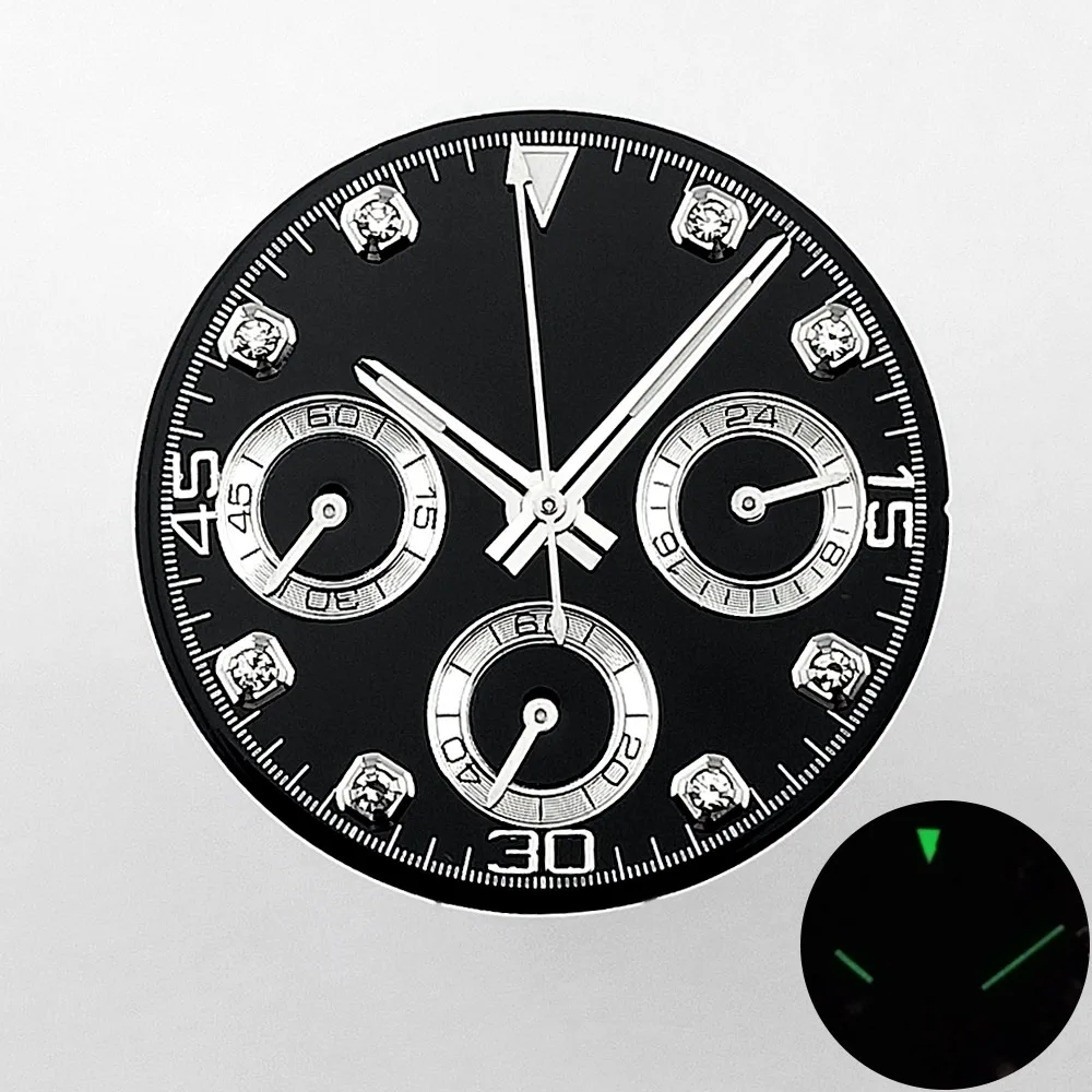 39,5mm Herren-Uhrengehäuse aus Acryl, transparent, geeignet für VK63, mit schwarzem, blauem, grünem, weißem Armband, Uhrenteile und Zubehör – Detail 15