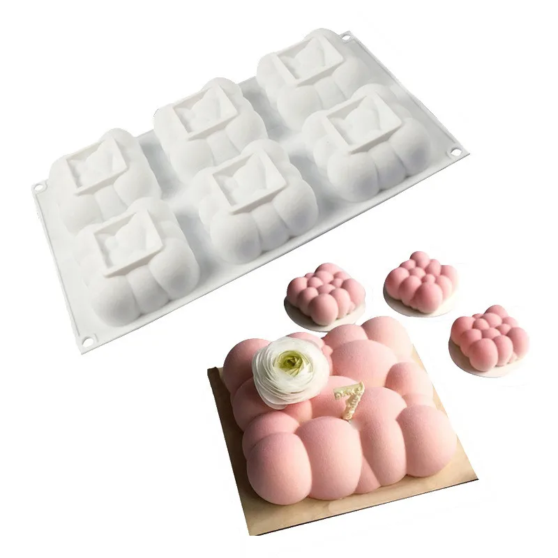 

6-Cavity Cloud Bubble Design Silicone Baking Mold Cake Mold Ice Cream Mould DIY Dessert Cake Chocolate Tool Decorating