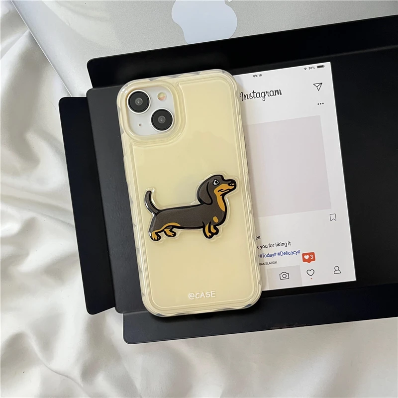 Candy Colored Jelly Shell Sausage Dog Phone Case for IPhone 12 Case for IPhone 13 14 15 Pro Max Liquid Silicone Cover  Fundas