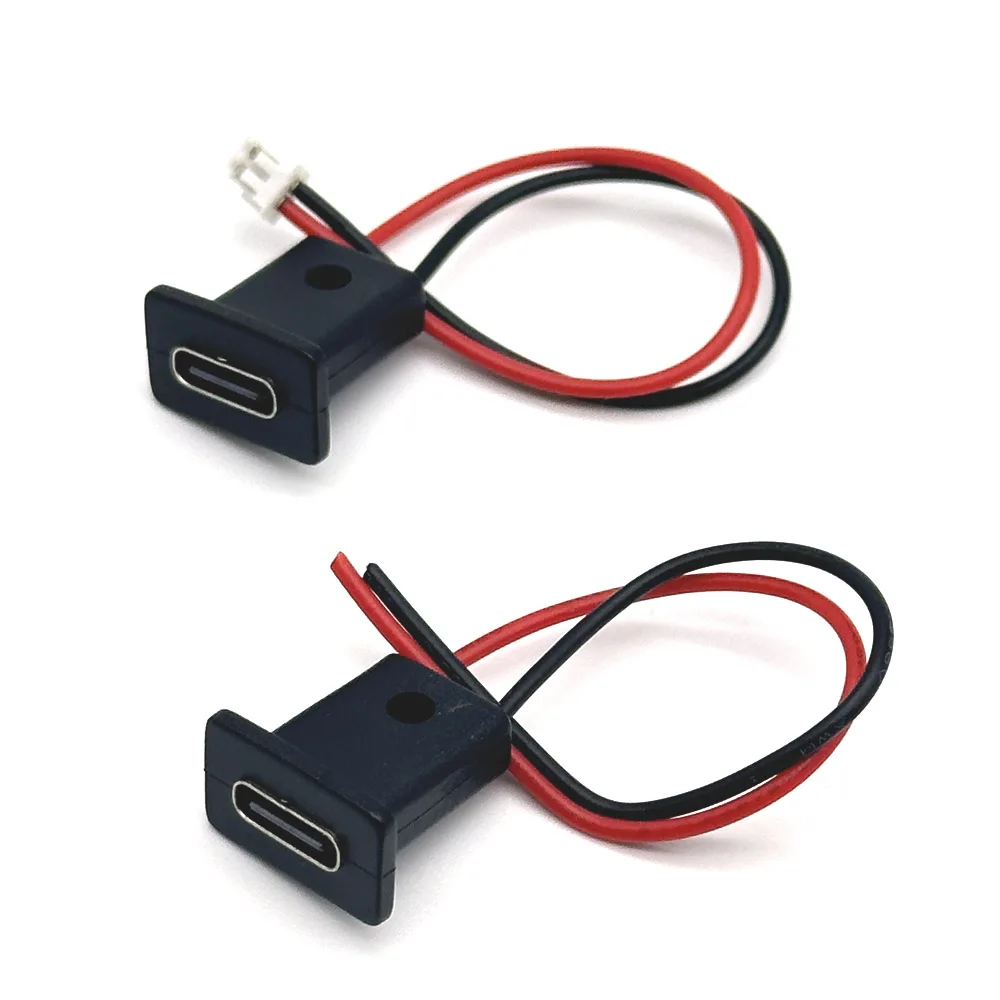 2Pin USB-C Type Waterproof USB Connector Direct Compression Female Base Female Socket Charging Interface With Welding Wire ZH1.5