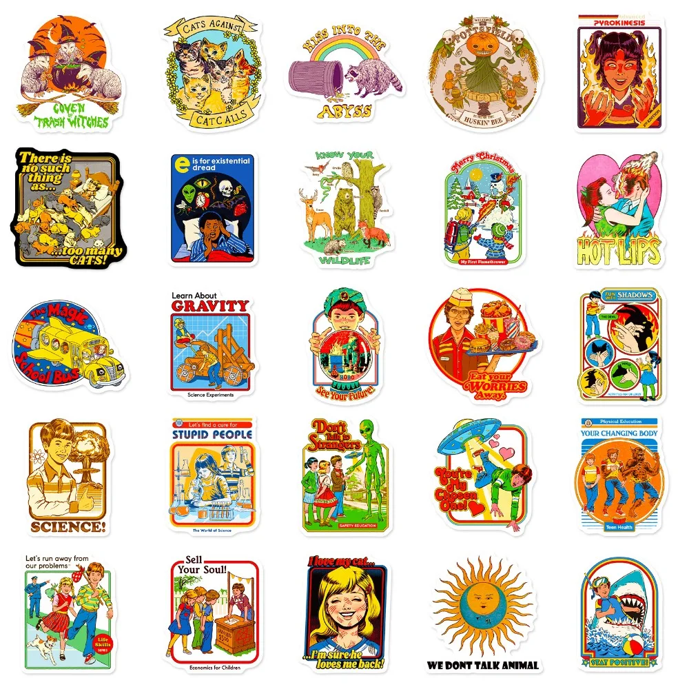 80's الرعب فيبي Paster50pcs مختلط الكرتون الفكاهة الرجعية شبح الكتابة على الجدران أنيمي الوقت القديم ملصقات الأمتعة Diy بها بنفسك لوح التزلج المحمول
