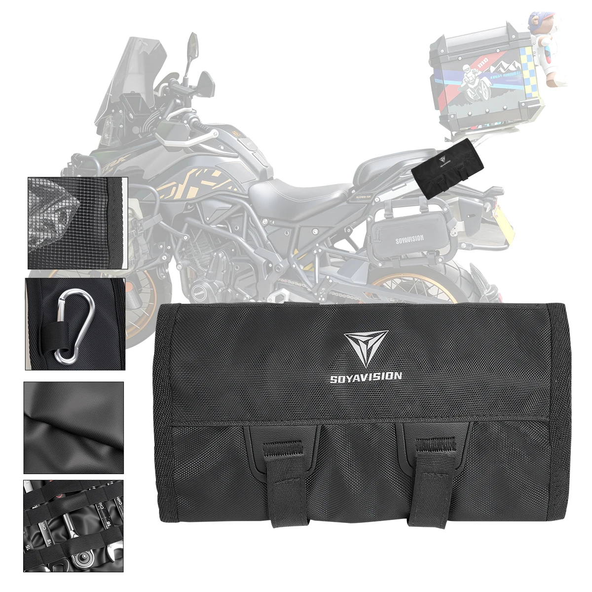 Motorcycle Tool Roll Bag Portable Motor Saddlebags Side Tool Storage Bag Pouch Outdoor Travel Repair Working Tool Bag