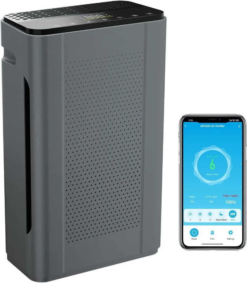 

APH320 WiFi for Home, Large Room - H13 True HEPA , UV-C, Anion Function and Smart Auto Mode - Remo