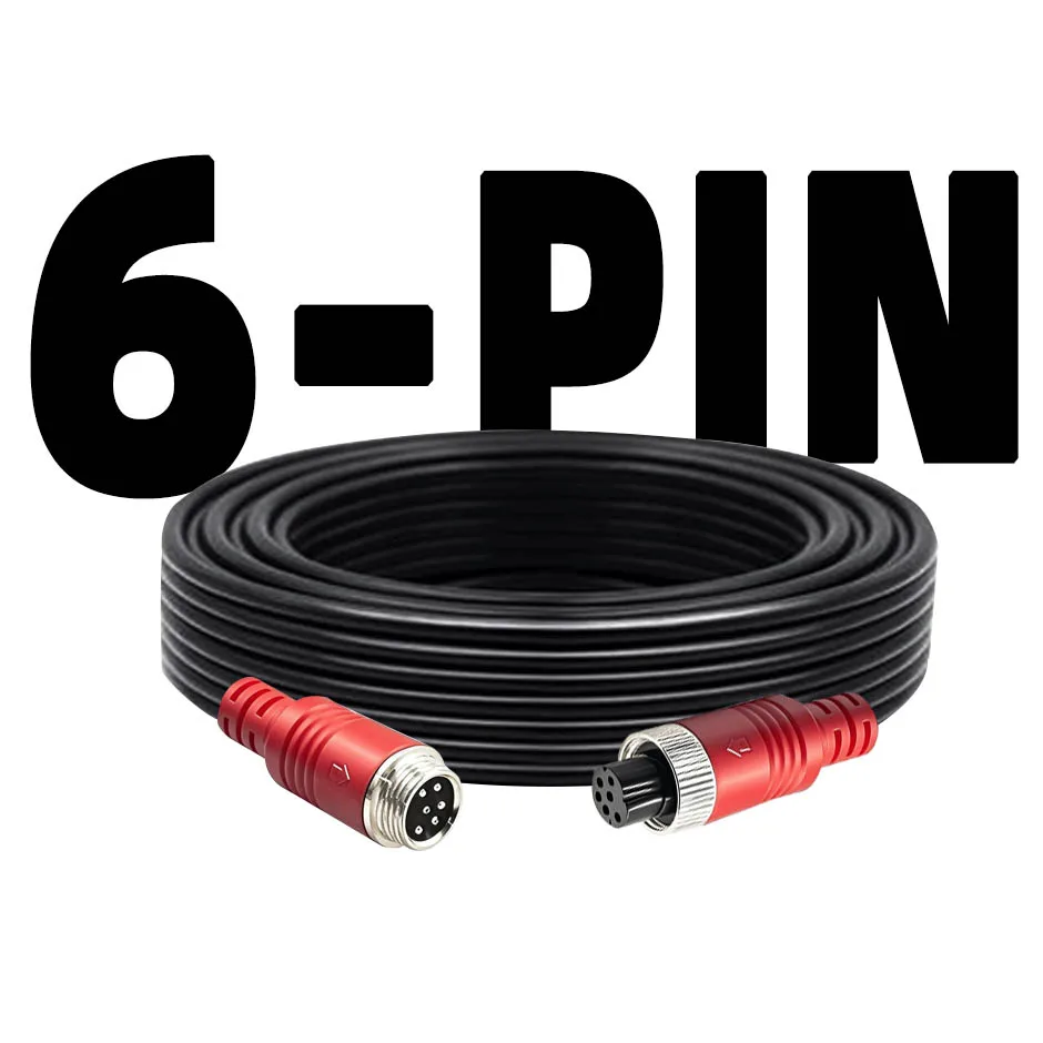 6-Pin M12 Aviation Connector Video Extension Cable 5M/16.4ft for Bus/Truck/Van/Lorry/RV CCTV DVR Monitor & Camera Systems