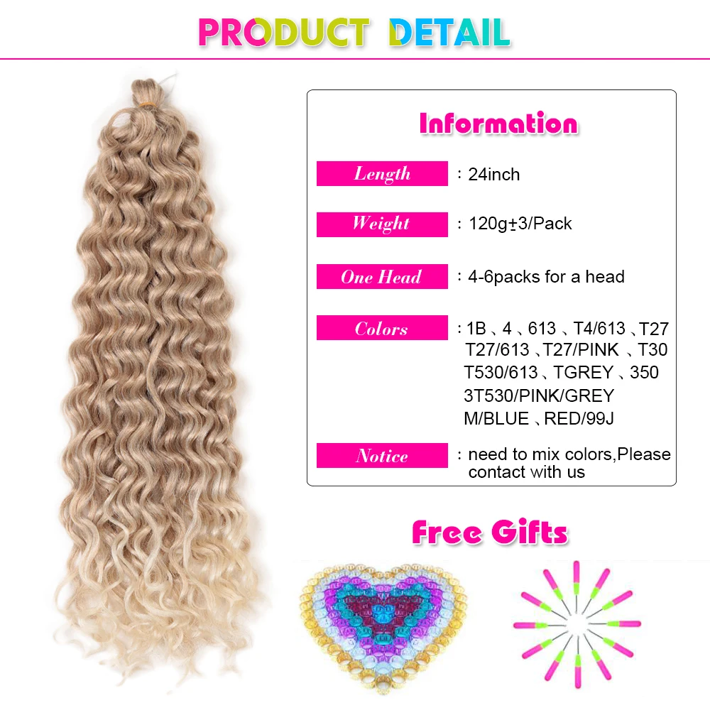 Synthetic Deep Wave Ombre Crochet Braid Hair Extensions 18-24Inch Synthetic Crochet Twist Hair Braiding For Women Alibaby