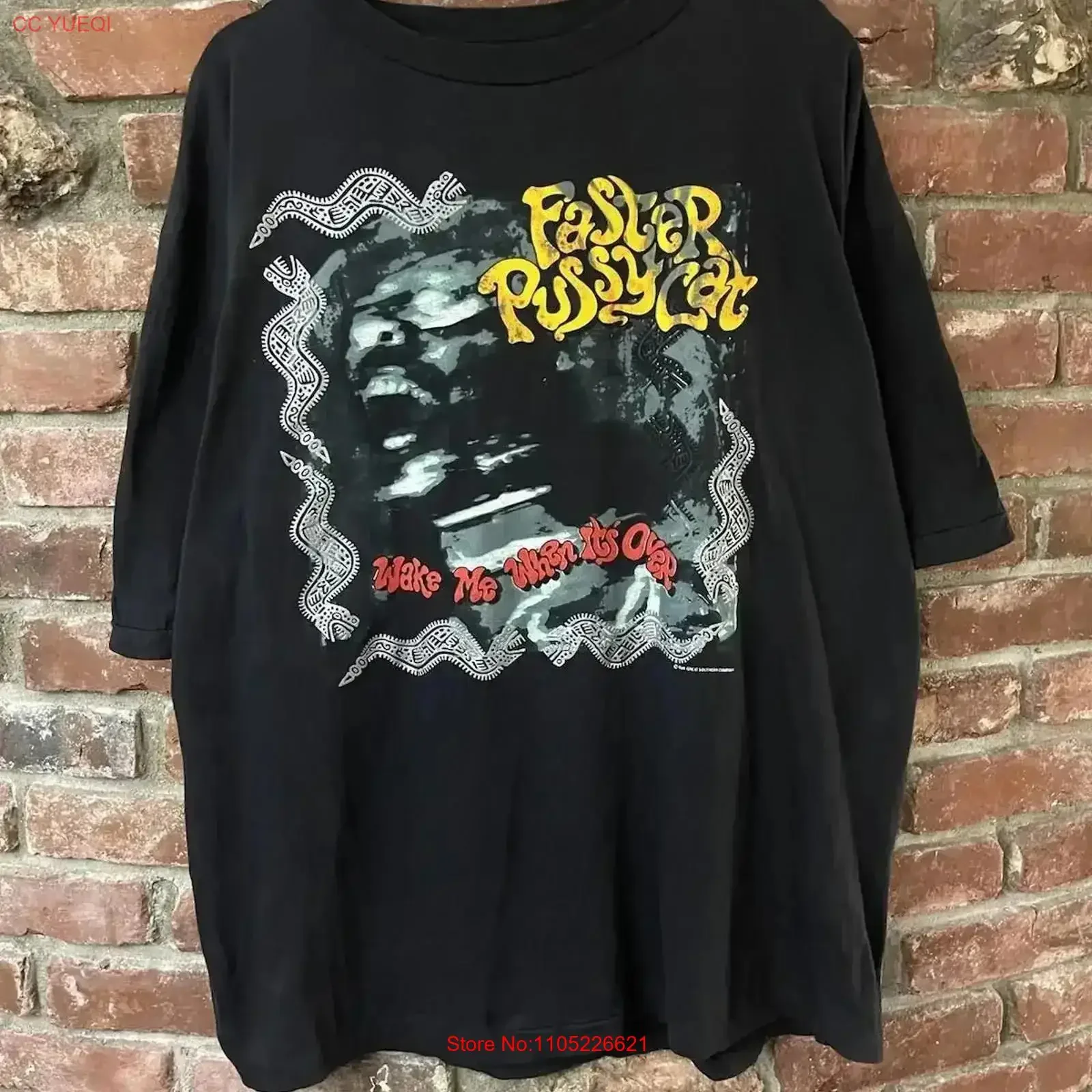 Vintage 80s 90s Faster Pussycat Band T Shirt XL Wake Me When It s Over Washed Soft Slightly Breathable Casual Versatile homme