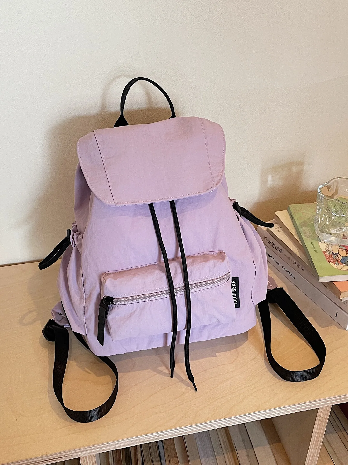 College Student Fashion Drawstring Backpack Women's Large Capacity Lightweight Travel Backpacks Simple Student School Bags
