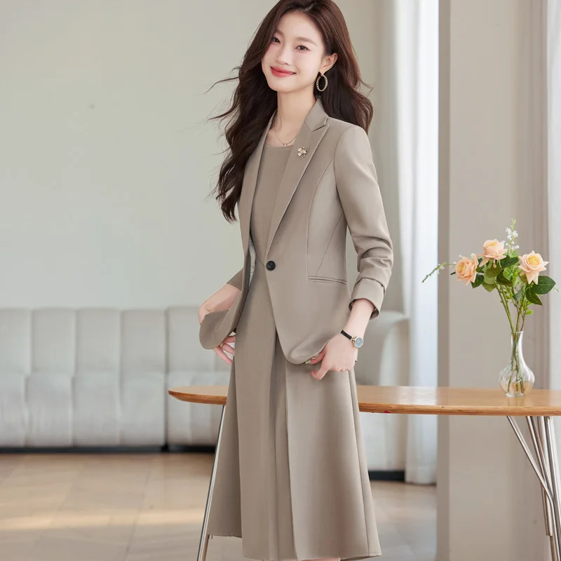 Formal Elegant Women Business Suits Autumn Winter Professional Office Work Wear with Dress and Blazers Career Interview Outfits