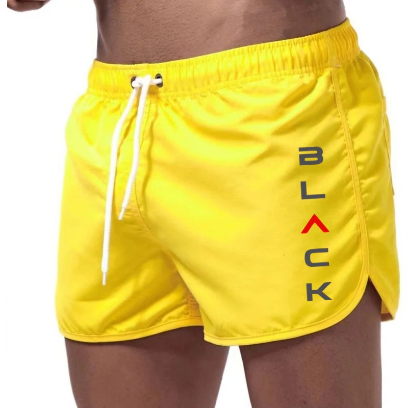 Black Letter Print Shorts Mens Swim Trunks Pocket Summer Quick Dry Board Shorts Beach Shorts Swimwear Swimsuit Bathing Suits