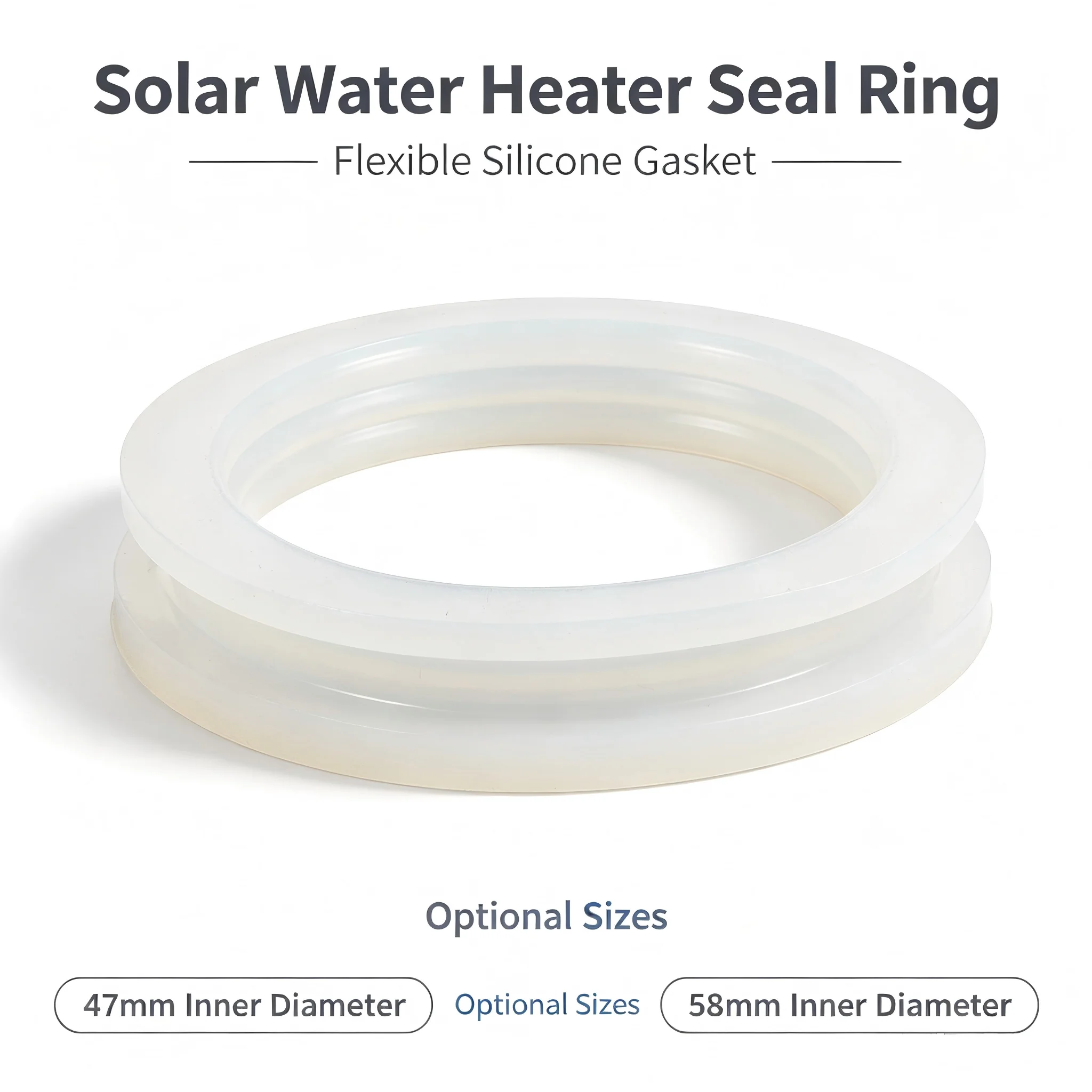 20Pcs / Lot  Inner Dia.58mm or 47mm Vacuum Silicon Seal Ring Solar Water Heaters Repair Parts White Vacuum Tube Silicone Gasket