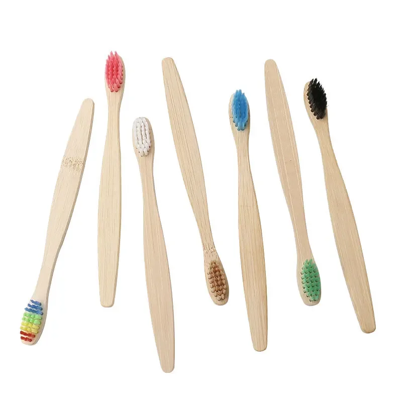 

Sdatter Bamboo Toothbrush Kids Eco-friendly Tooth Brush Soft Bristle Teeth Brush Rainbow Colored Bamboo Handle for Oral Care