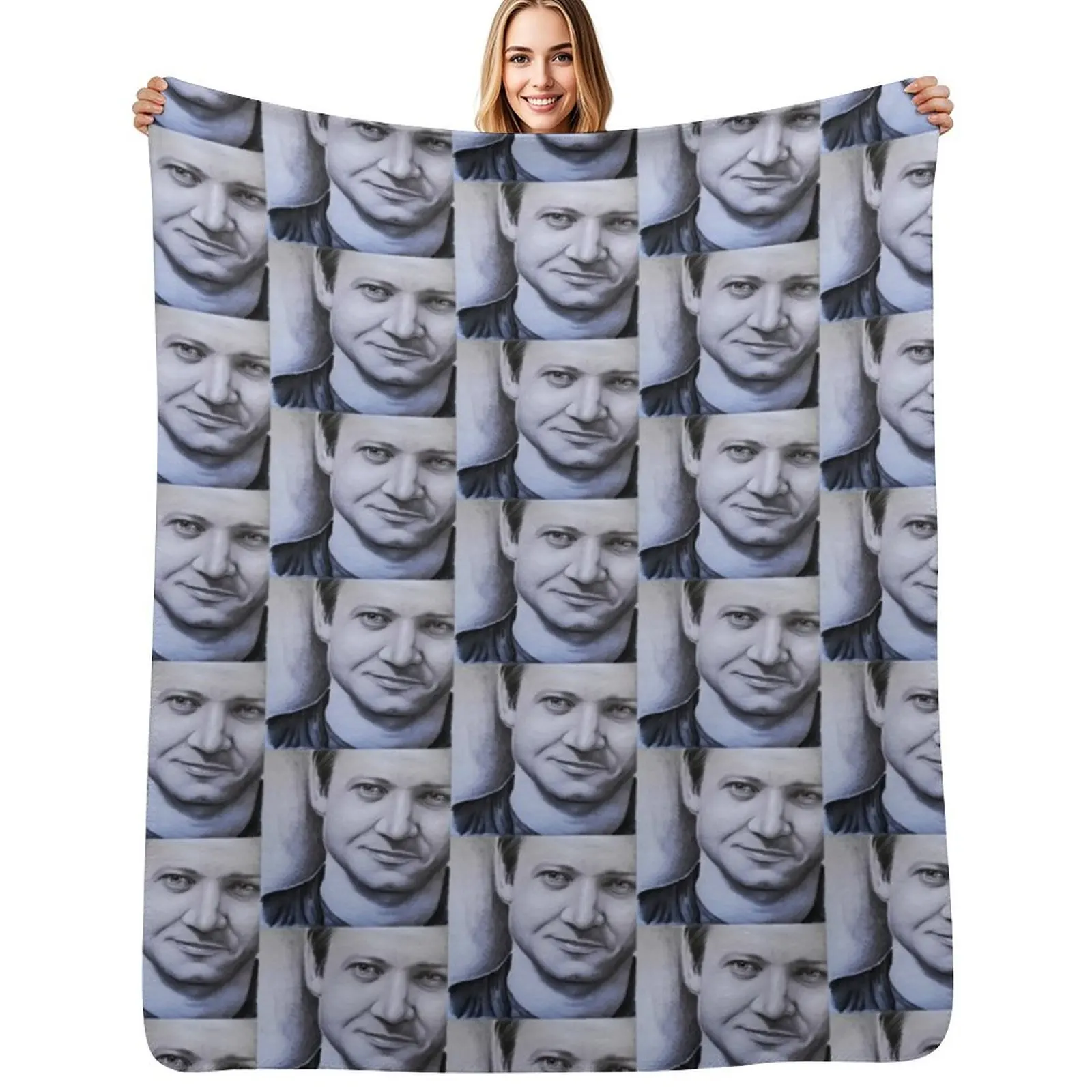 Jeremy Renner Throw Blanket bed plaid Extra Large Throw Plaid on the sofa for winter Hairys anime Blankets