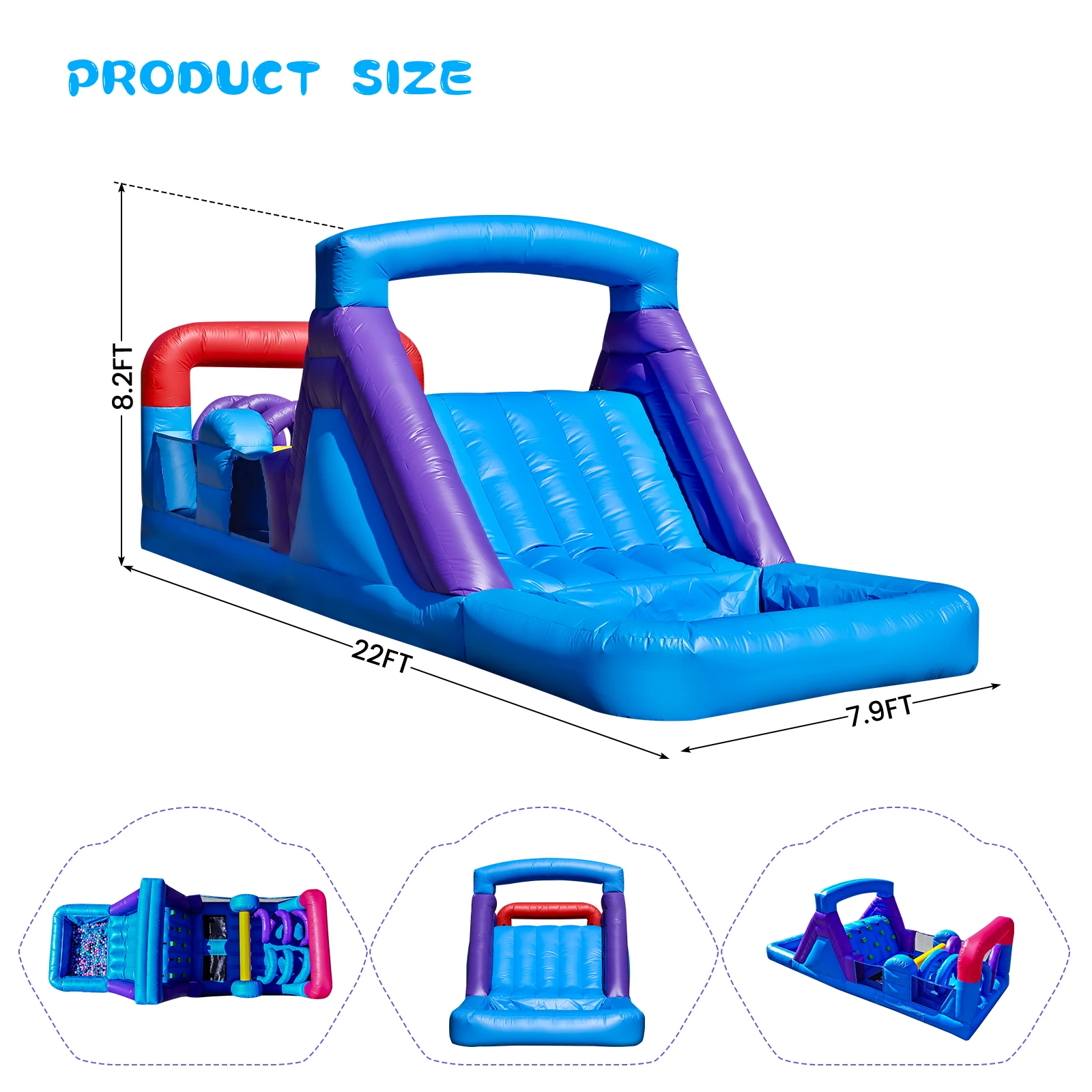 Château gonflable Commercial de maison de rebond de cours d'obstacles de PVC de 6.7m pour la aire de jeux pour enfants de fête d'enfant, jouets pour enfants