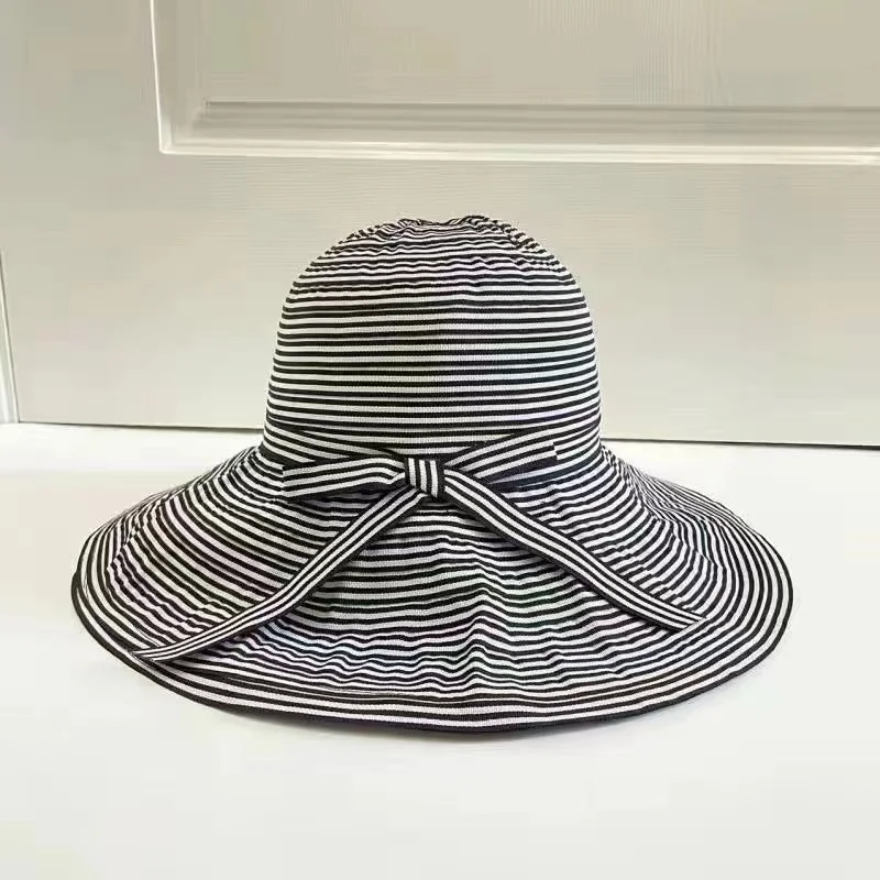 Chapeau Big EPG FishSuffolk à rayures pour femmes, pare-soleil de loisirs, chapeau de protection solaire pliable, printemps, été, automne, nouveau