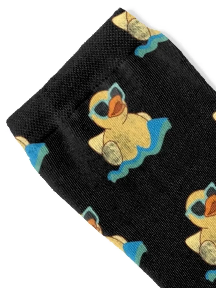 Vintage Cute Yellow Rubber Duckling Art Of Zoo Bath Toy Rubber Duck Ducky Socks floral hiphop Socks Woman Men's