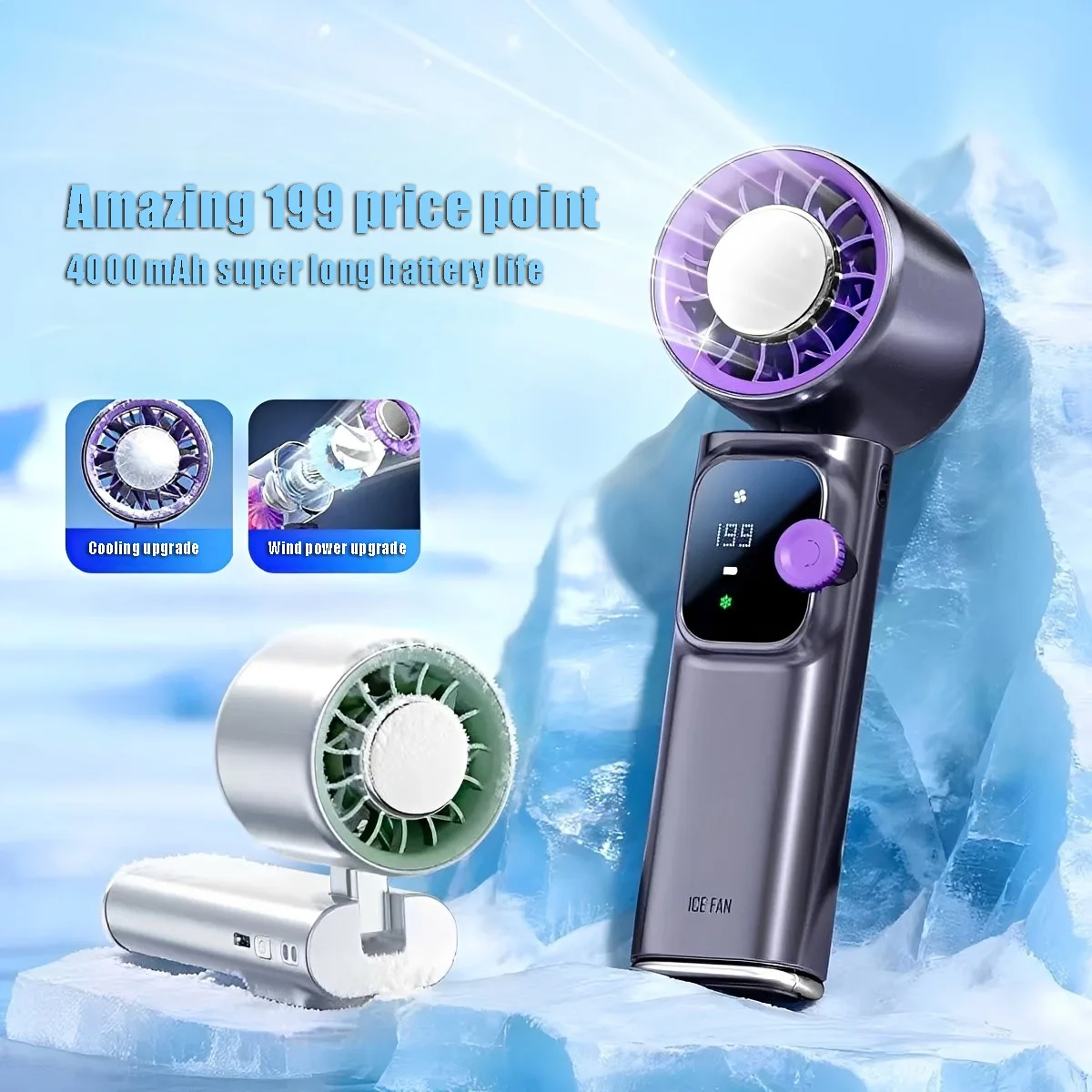Mi Outdoor Foldable Portable Handheld Fan Mini Cooling Rechargeable 4000mAh 199-level Free Control High Speed Turbo Fan