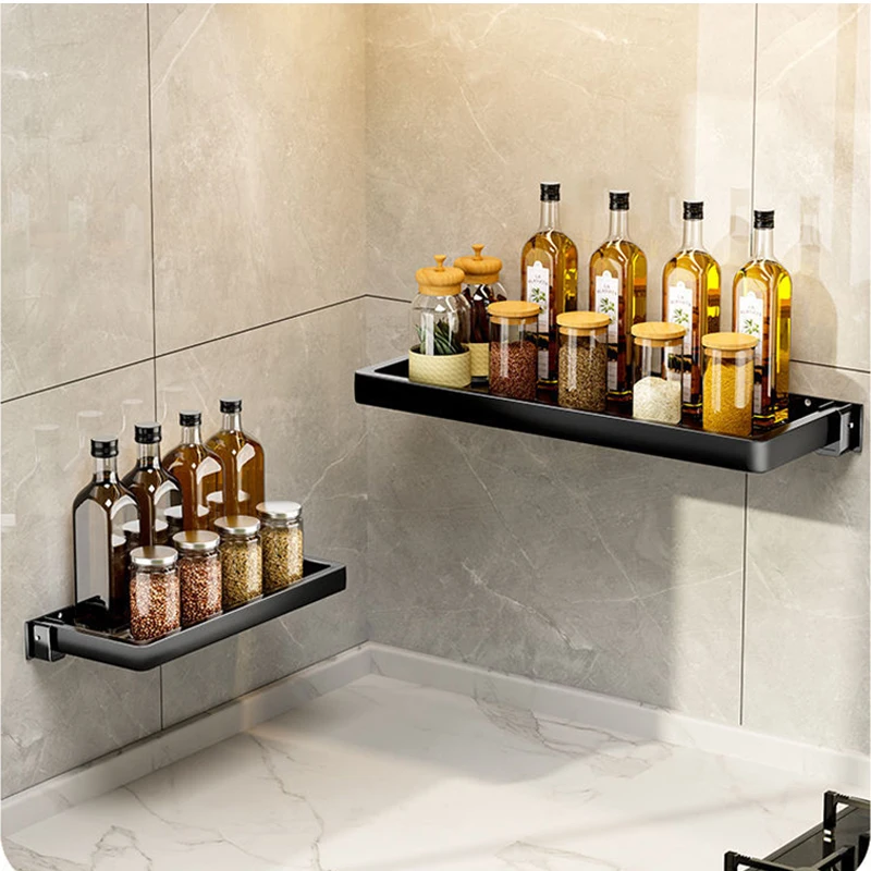 Foldable Wall Shelf Wall-Mounted Kitchen Storage Rack Punch-Free Bathroom Toiletries Cosmetics Storage Organizers Shelves