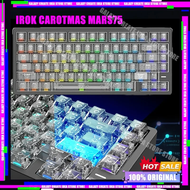 

IROK Carotmas Mars75 клавиатура с магнитным переключателем, проводная 8K RT0,001 мм, прокладка ARGB с низкой задержкой, эргономичная игровая клавиатура на заказ, подарок