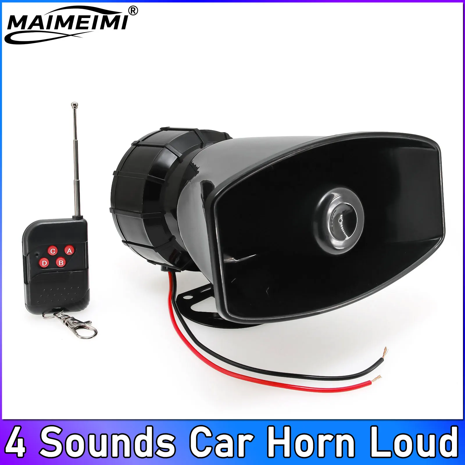 

With Remote Control Car Warning Alarm Police Fire Siren Horn Loudspeake Loud 12V 4 Sounds Speaker Wireless Electronic