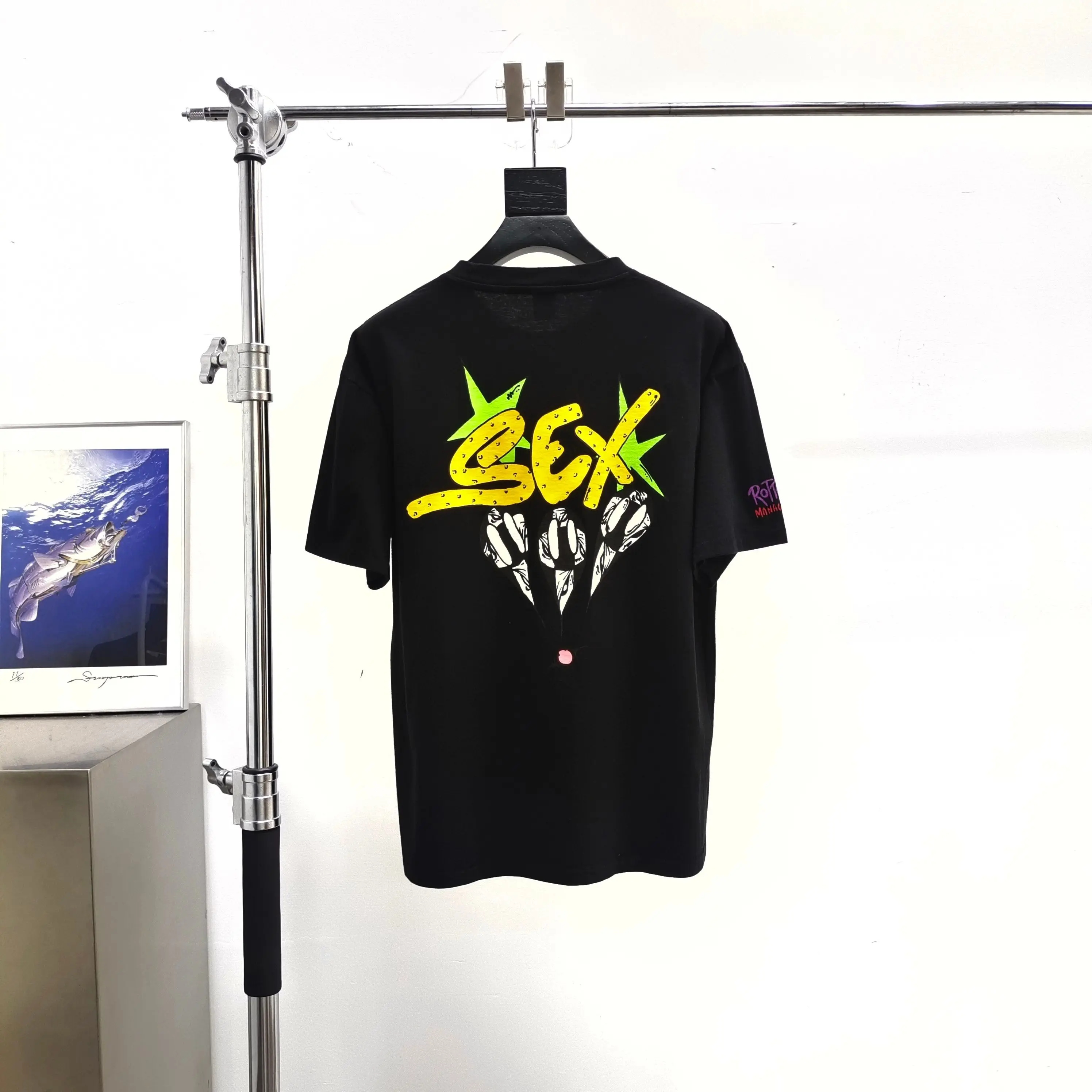 Matty Boy Anti Promo Yellow Green SEX Pocket Black Short Sleeve Tee