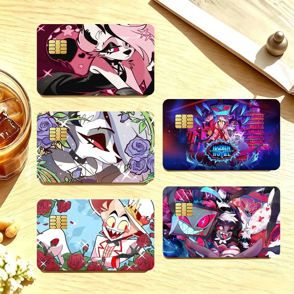 Anime H-Hazbin Hotel-I Credit Card Stickers For Bank Card Bus Metro Cards Waterproof Anti-Scratch Gift 4PCS