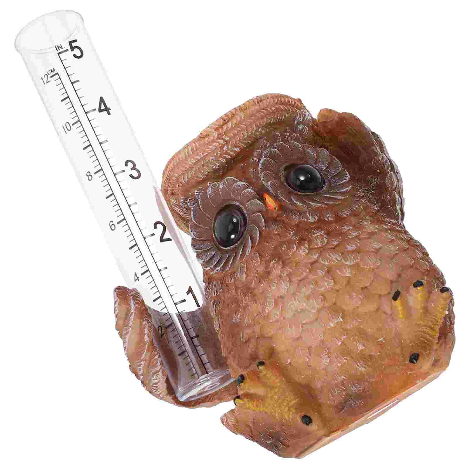 Garden Rain Gauge Owl Decorative Yard for Outdoor Measuring Tool Cartoon Accurate Tube Measure Statue