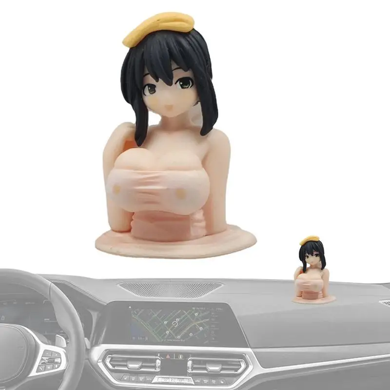 Car Assecories Dashboard Decor Anime Girl Chest Shake Ornaments Auto Assesories Car Interior Decorations Vehicles Supplies Truck