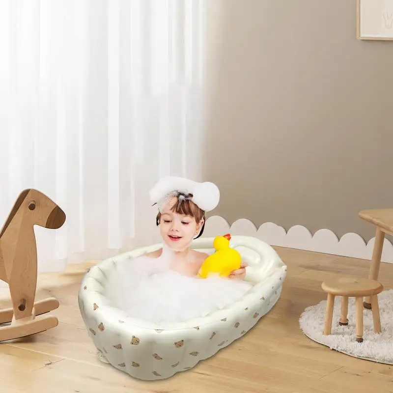 Bath Tub Inflatable Kids Portable Kids Bath Pool Tub Toddler Bathing Spa Tub With Back Support Mini Air Swimming Pool Foldable