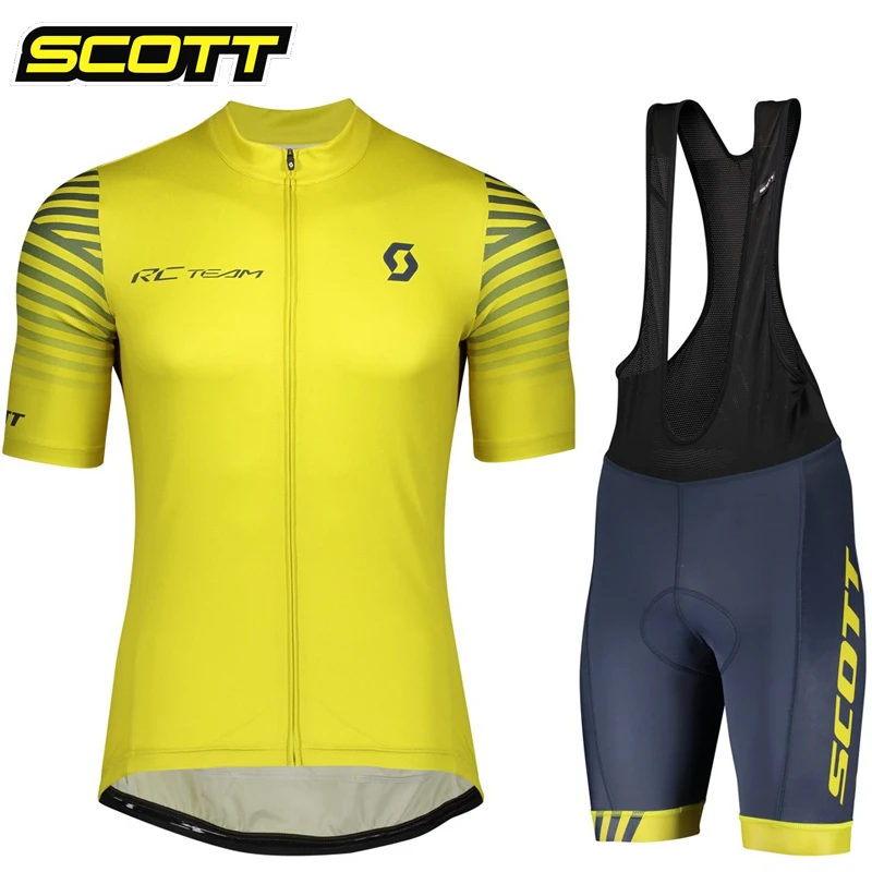 SCOTT Team Cycling Jersey Set Summer Short Sleeve Breathable Men\'s MTB Bike Cycling Clothing Maillot Ropa Ciclismo Uniform Suit