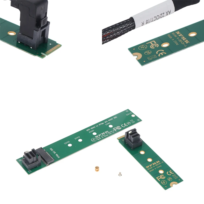 2280 2260 NVMe M.2 SSD à 2242 M.2 SSD Convertir la carte Extension Câble SFF-8643 à NVcloser M.2 NGFF SSD Adaptateur Riser Card