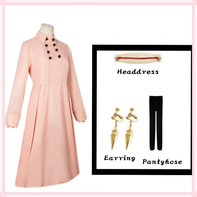 Japan Anmie Spy X Family Forger Cosplay Yor Costume Thorn Princess Pink Dress Suit Outfit Overcoat Women's Wear For Hallooween view 6