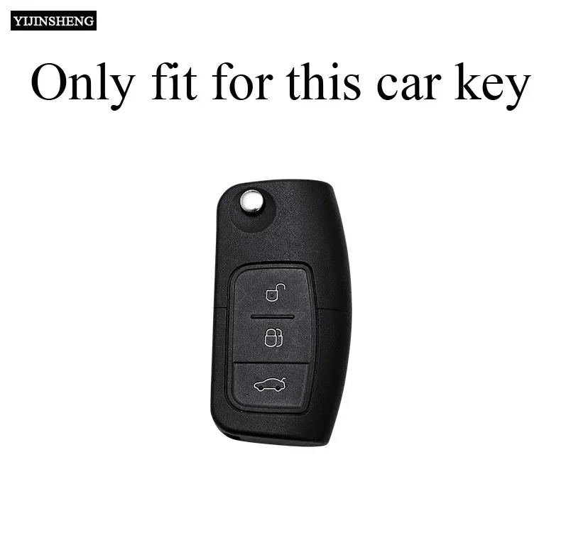 3 Buttons New Zinc Alloy + Leather Car Key Case Cover For Ford Fiesta Focus 2 Ecosport Kuga Escape Falcon B-Max C-Max Eco Sport