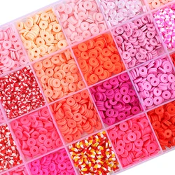 1Set/Box Clay Bead Set Valentine's Day Pink Style For DIY Bracelet Making Kit Pearl Rice Bead Bracelets, Necklaces,Jewelry Acces