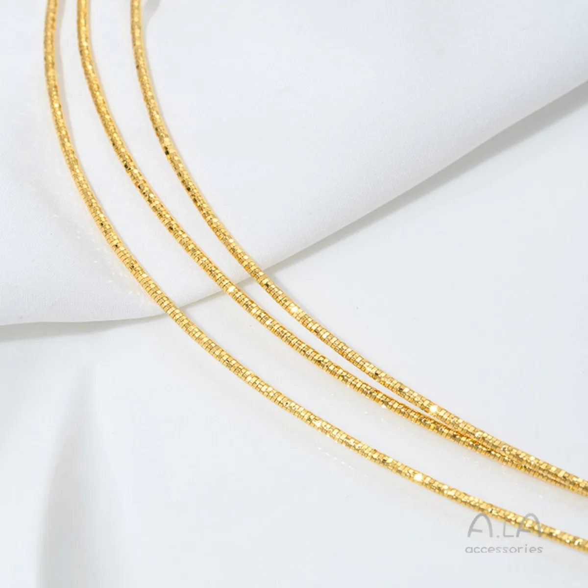 Ala Copper Plated Real Gold Collar Necklace Thickness 1.5mm Gold Neck Chain Collarbone Chain Beaded Light Luxury Women