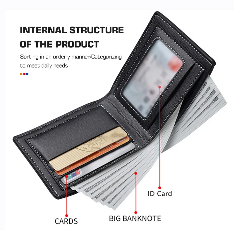 Leather Business Wallet Car Logo Card Holder Men Coin Purse For KIA Sportage Rio K5 K2 Optima Cerato Proceed Venga Sedona - view 2